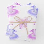 Roze en Paarse ballet Birthday Tutu & Pointe Shoes Inpakpapier Vel (In situ)