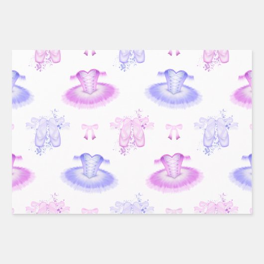Roze en Paarse ballet Birthday Tutu & Pointe Shoes Inpakpapier Vel (Voorkant)