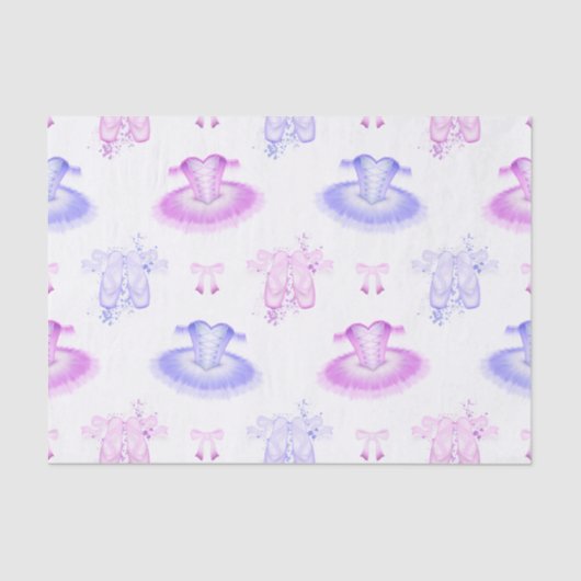 Roze en Paarse ballet Birthday Tutu & Pointe Shoes Tissuepapier (Voorkant)