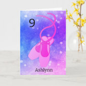Roze en Paarse ballet, negende verjaardag Kaart (Gele Bloem)