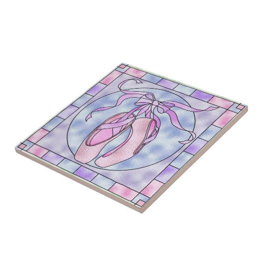 Roze en Paarse ballettenschoenen Tegeltje (Zijkant)