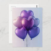 Roze en Paarse ballonnen Valentijns's Groet Briefkaart (Voorkant / Achterkant)