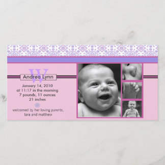 roze en paarse bandana patroon baby aankondiging