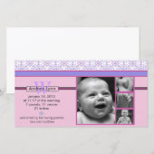 roze en paarse bandana patroon baby aankondiging (Voorkant / Achterkant)