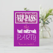 Roze en paarse Bat Mitzvah VIP Kaart (Staand voorkant)