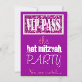 Roze en paarse Bat Mitzvah VIP Kaart (Voorkant)