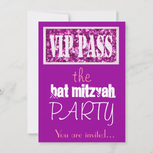 Roze en paarse Bat Mitzvah VIP Kaart (Voorkant)