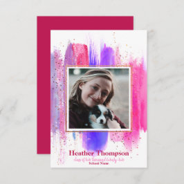 Roze en Paarse bekendmaking Afstuderen Glitter Kaart