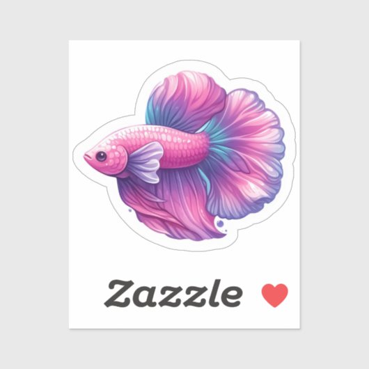 Roze en Paarse Betta Vis Sticker (Vel)