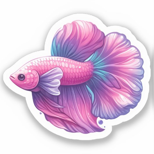 Roze en Paarse Betta Vis Sticker (Voorkant)