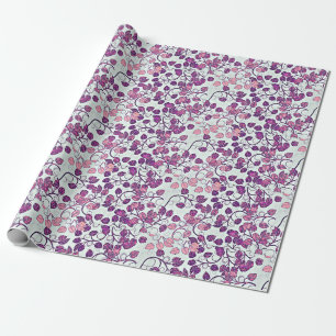 Roze en Paarse bladeren Cadeaupapier