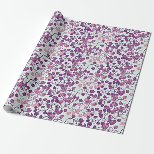 Roze en Paarse bladeren Cadeaupapier (Uitgerold)