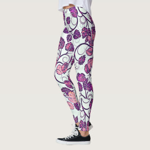 Roze en Paarse bladeren Leggings