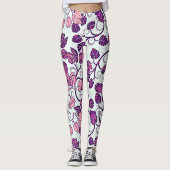 Roze en Paarse bladeren Leggings (Voorkant)