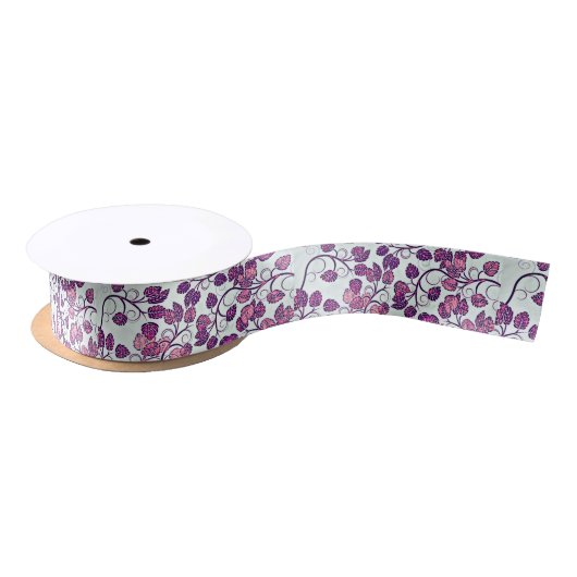 Roze en Paarse bladeren Satin Ribbon Satijnen Lint (Spoel)