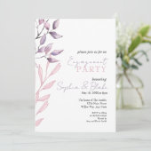 Roze en Paarse Blantaat White Engagement Party Kaart (Staand voorkant)