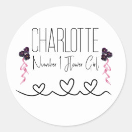 Roze en paarse bloem bloemenmeisje  ronde sticker