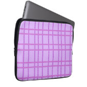 Roze en paarse bloem geblokt patroon laptop sleeve (Voorkant Rechts)