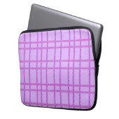 Roze en paarse bloem geblokt patroon laptop sleeve (Voorkant Links)