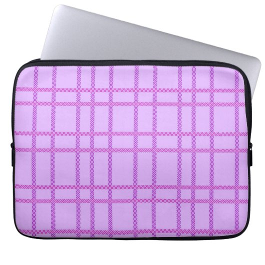 Roze en paarse bloem geblokt patroon laptop sleeve (Voorkant)