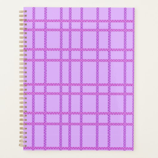 Roze en paarse bloem geruit patroon planner (Voorkant)