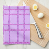 Roze en paarse bloem geruit patroon theedoek (Quarter Fold)