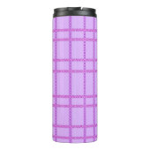 Roze en paarse bloem geruit patroon thermosbeker (Achterkant)