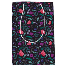 Roze en Paarse Bloem Illustratie Patroon Medium Cadeauzakje