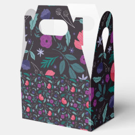Roze en Paarse Bloem Illustratiepatroon Bedankdoosjes
