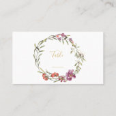 Roze en paarse bloem met groot tafelnummer plaatskaartje (Achterkant)