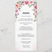 Roze en Paarse Bloemboog Waterverf Bruiloft  Menu (Voorkant)