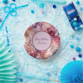 Roze en paarse bloemen Alcohol inkt illustratie Papieren Kommen (Feest)