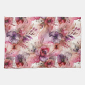 Roze en paarse bloemen Alcohol inkt illustratie Theedoek (Horizontaal)
