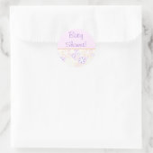 roze en paarse bloemen, BabyShower! Ronde Sticker (Tas)