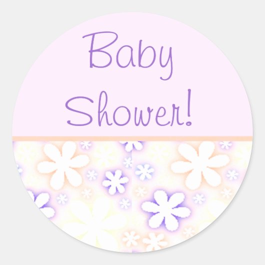 roze en paarse bloemen, BabyShower! Ronde Sticker (Voorkant)