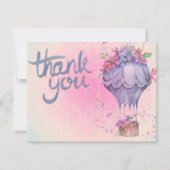 roze en paarse bloemen bedankkaart (Voorkant)