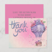 roze en paarse bloemen bedankkaart (Voorkant / Achterkant)