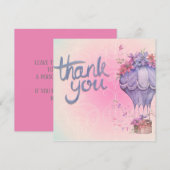 roze en paarse bloemen bedankkaart (Voorkant / Achterkant)