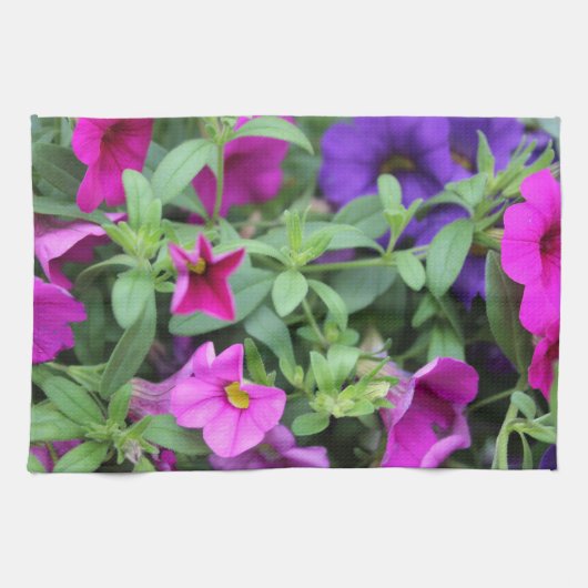 Roze en Paarse bloemen bloeien Theedoek (Horizontaal)