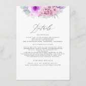 Roze en Paarse Bloemen Bruiloft Informatie Informatiekaartje (Voorkant)