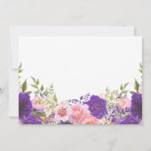 Roze en paarse bloemen, bruine doucheuitnodiging kaart (Achterkant)