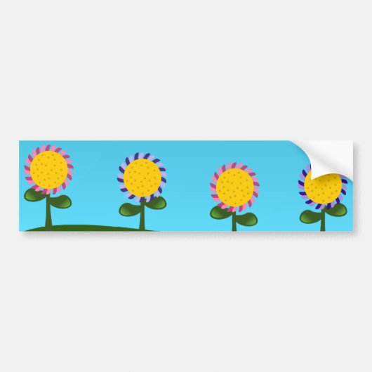 Roze en paarse bloemen bumpersticker (Voorkant)
