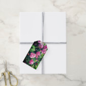 Roze en paarse bloemen cadeaulabel (Met Touw)