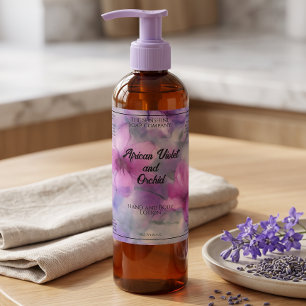 Roze en paarse bloemen cosmetica fles label sparkling wijnetiket