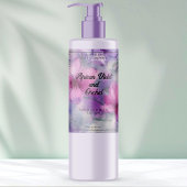 Roze en Paarse Bloemen cosmetica flesje label Sparkling Wijnetiket