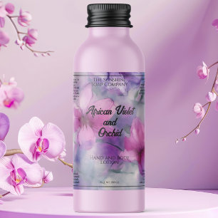 Roze en Paarse Bloemen cosmetica flesje label Sparkling Wijnetiket