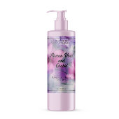 Roze en Paarse Bloemen cosmetica flesje label Sparkling Wijnetiket