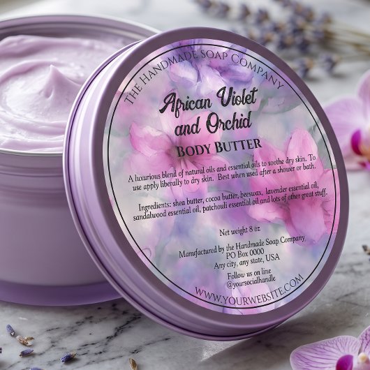 Roze en paarse bloemen Cosmetica pot label