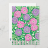 Roze en paarse bloemen Dank u kaarten (Voorkant / Achterkant)