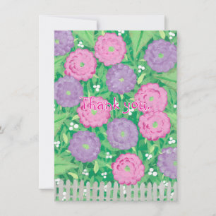Roze en paarse bloemen Dank u kaarten